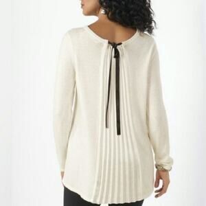 Soft Surroundings Reserva Sweater Pleated Back Scoop Neck Long Sleeve Size S